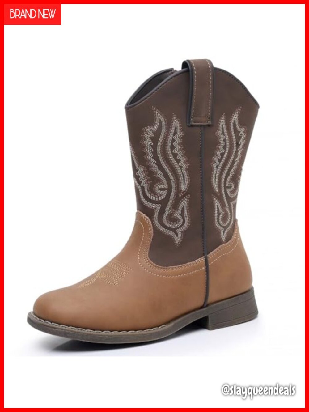 Kids Cowboy Boots Square Toe Western Boots Side Zipper